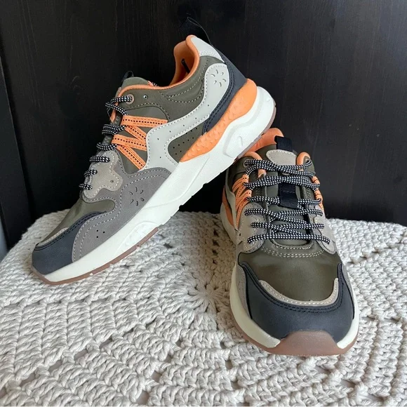 NIB NICOLE MILLER Olive Multi Flown Sneakers Color Block Retro size 9 - Picture 9 of 16